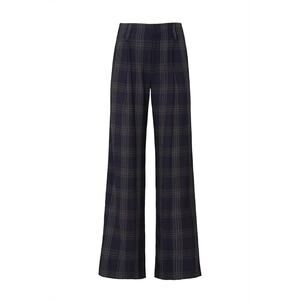 Vince Navy Wide Leg Plaid Trousers Size 0